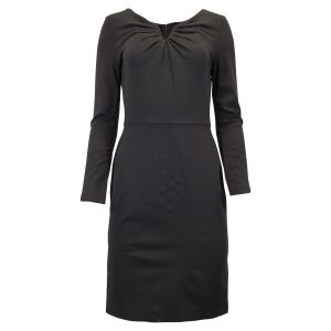Escada Gathered Neckline Kleid aus schwarzer Wolle 7748637098044