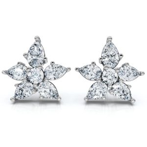 2ct Birne Form Cluster Diamant Ohrringe 14k Gold Lab gewachsen Damen
