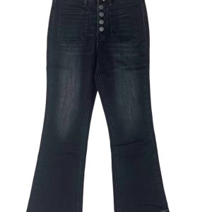 Patch Pocket Step Hem Flare Jean in schwarz