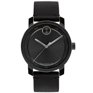 Movado Herren fett schwarze Zifferblatt Armbanduhr 7163243921468