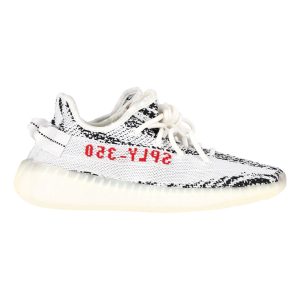 Yeezy x Adidas Boost 350 V2 Zebra Sneaker aus weißer und schwarzer Primeknit-Leinwand