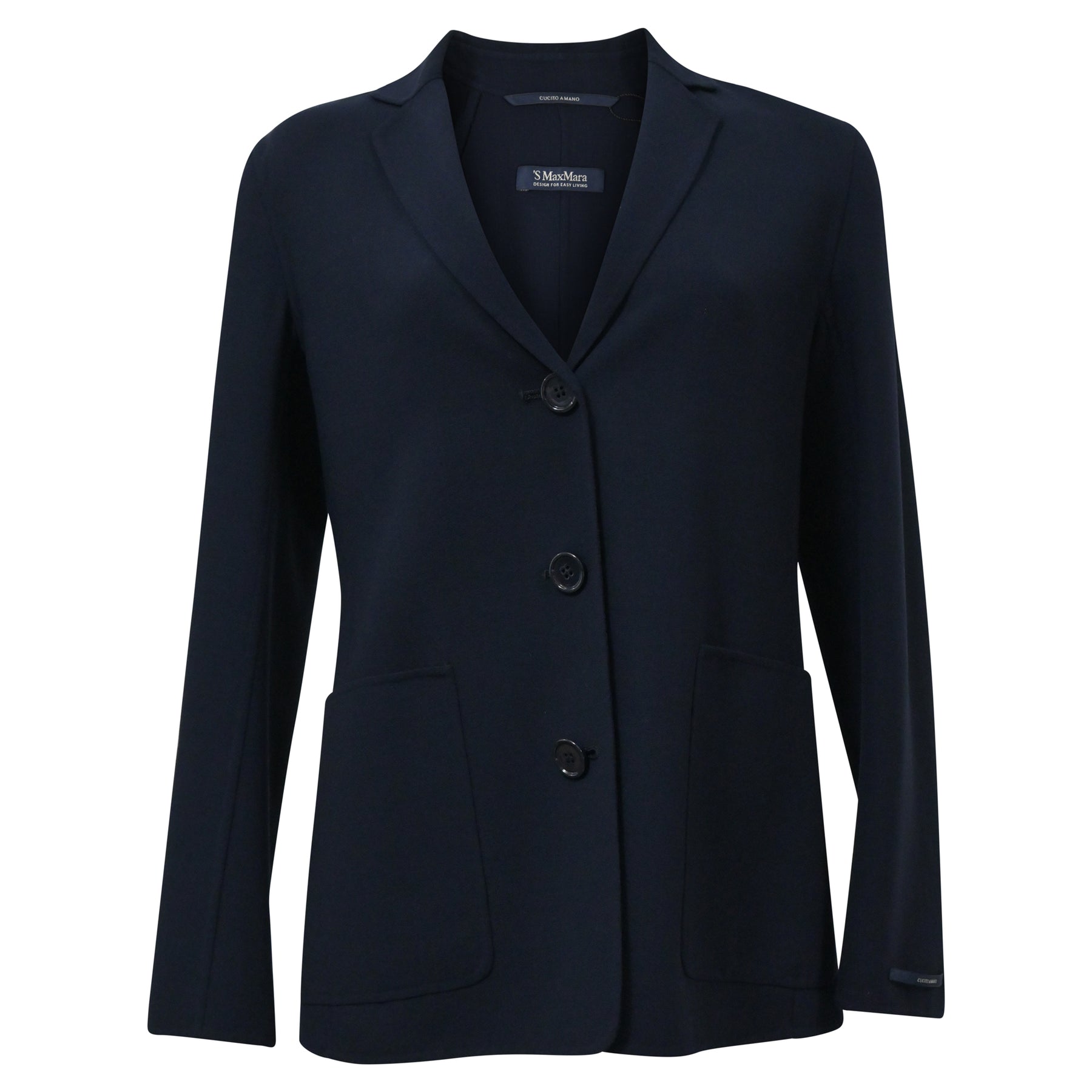 „S Max Mara Einreihige Cucito Amano Jacke aus dunkelblauer Wolle