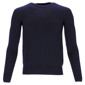 Saint Laurent Rundhalspullover in Marineblau Wolle 7748637524028