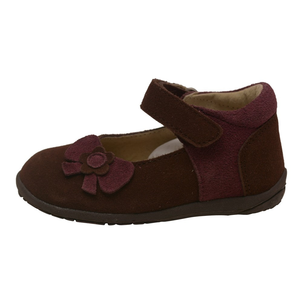 Kleine Mädchen braun Nubuck obere Blume Bogen Mary Jane Schuhe 5-7 Kleinkind