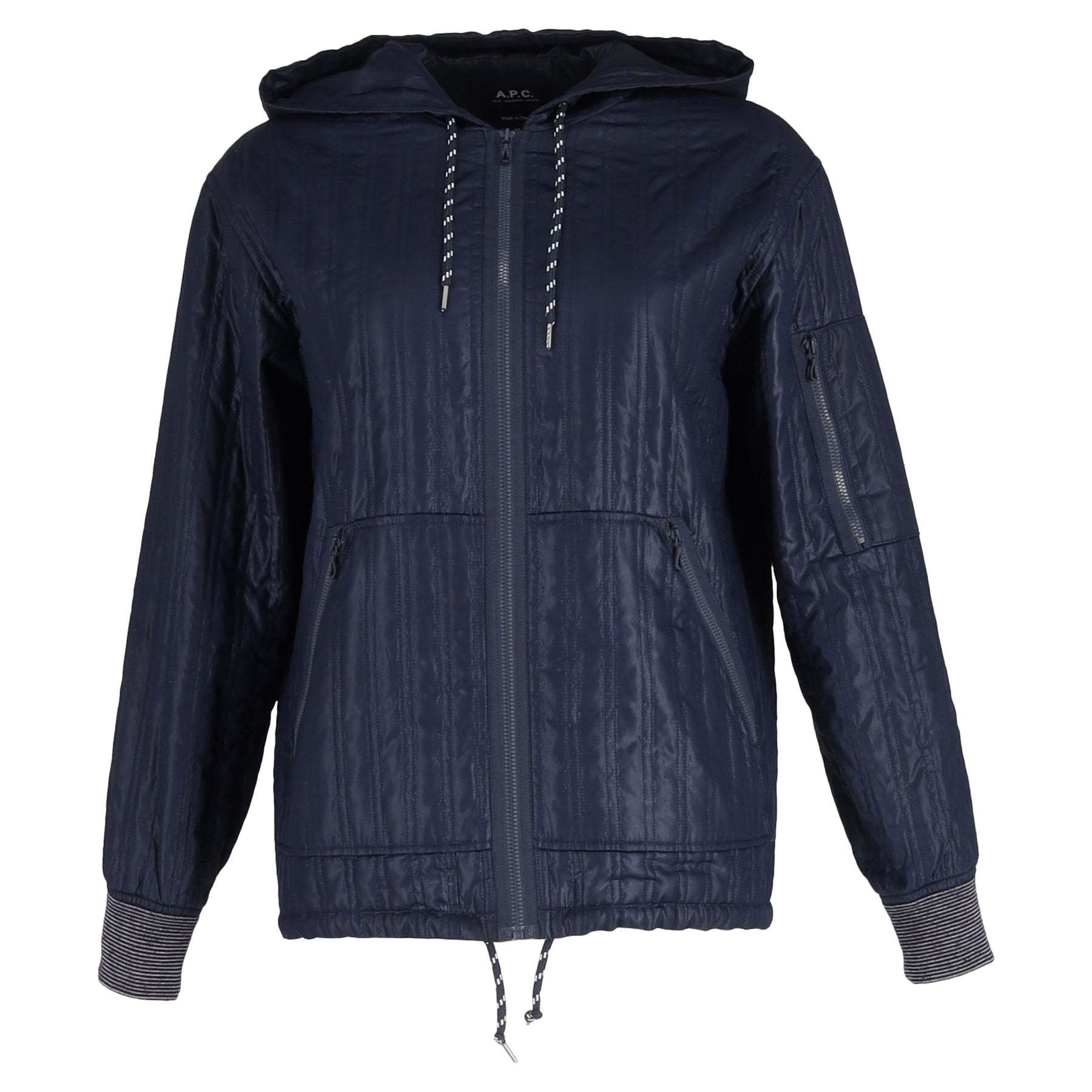 A.P.C. Steppjacke mit Reißverschluss aus dunkelblauem Polyester