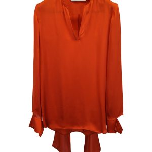 Stella McCartney Pussybow Blouse in Orangenseide 7748636835900