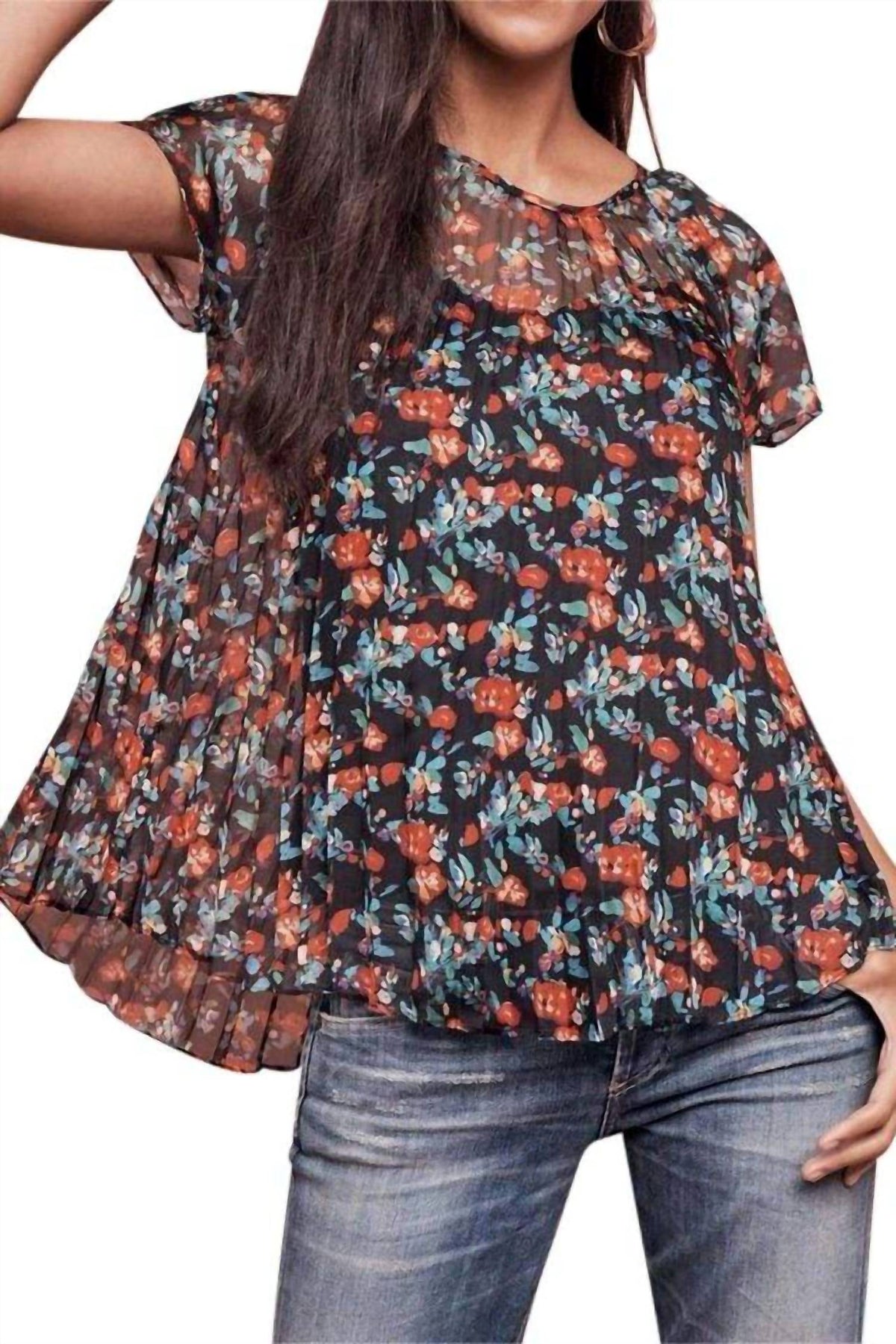 Gefaltetes Top in Mehrfarbig mit Blumenmuster