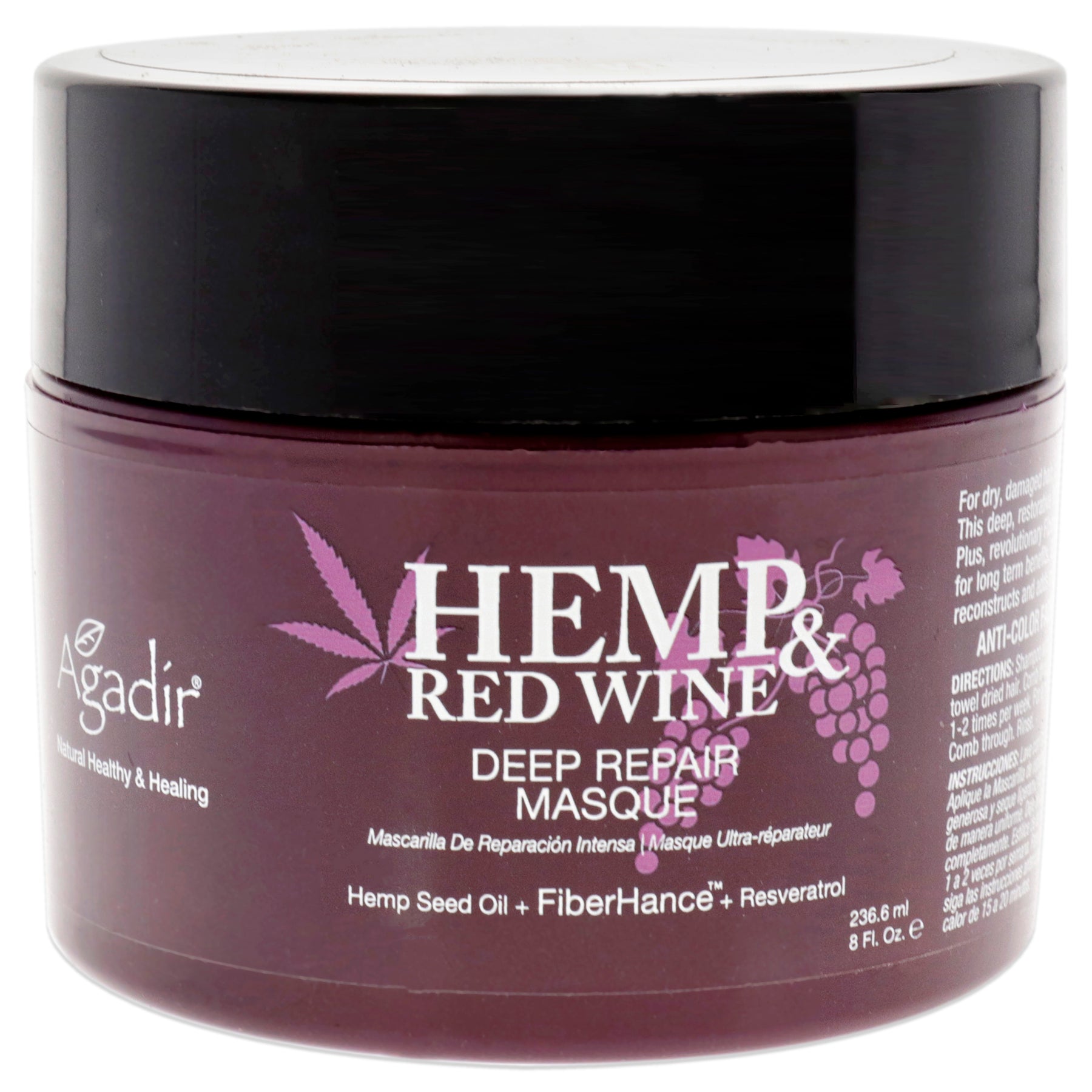 Hanf und Rotwein Deep Repair Masque von Agadir für Unisex – 8 oz Masque