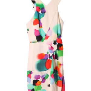 Roland Mouret Halter Mini Mantel Kleid in Creme Druck Viskose
