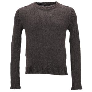 Balmain Strickpullover mit Rundhalsausschnitt aus brauner Wolle