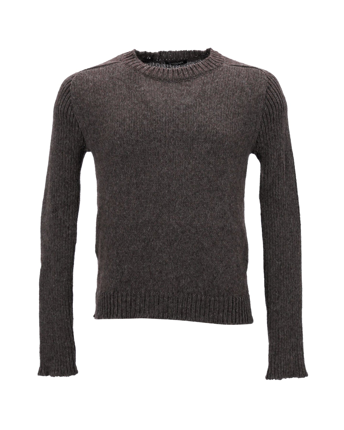 Balmain Strickpullover mit Rundhalsausschnitt aus brauner Wolle