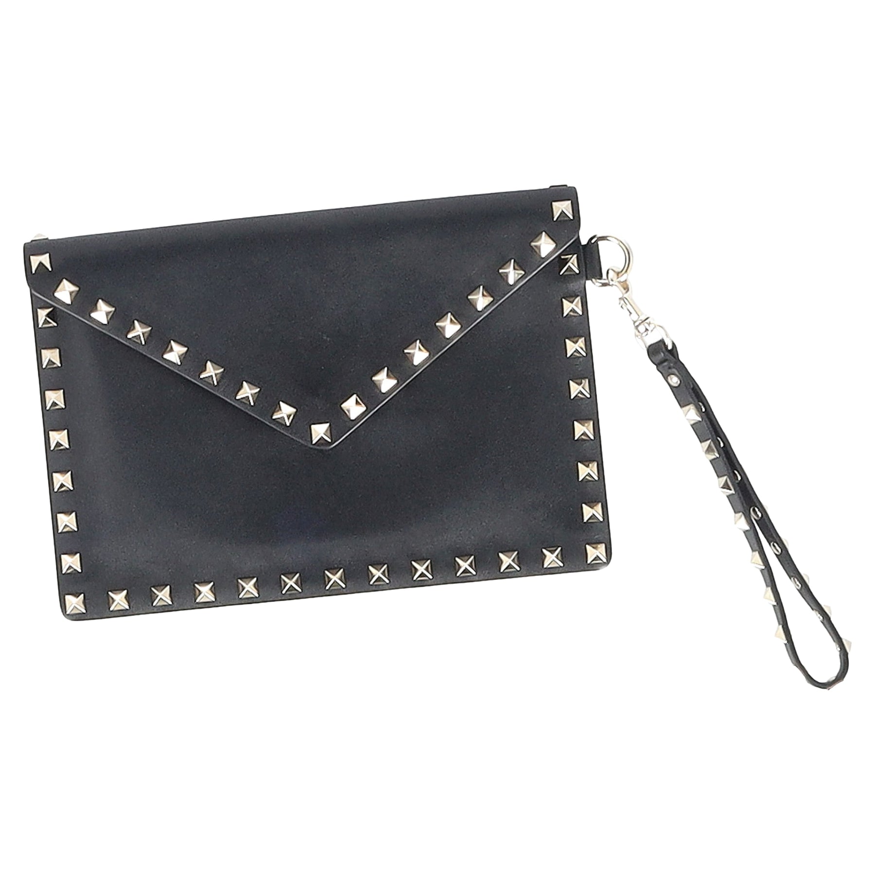 Valentino Garavani Rockstud Clutch aus schwarzem Kalbsleder