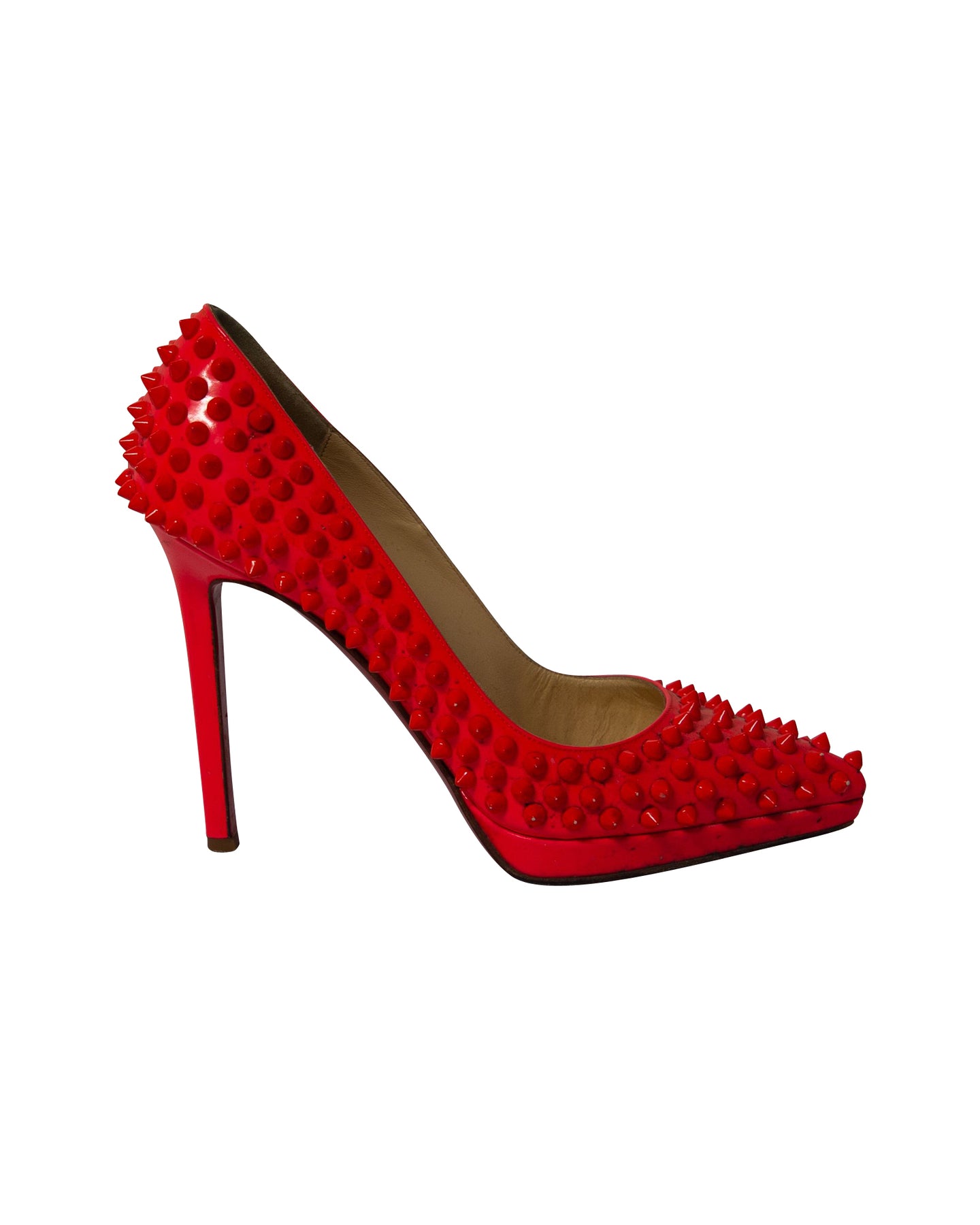 Christian Louboutin Pigalle Plato 120 Spiked Absatzschuhe aus schwarzem Lackleder