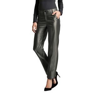 Metallic Kunstleder Bootcut Hose