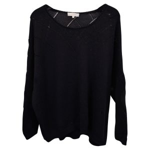 Sandro Paris Pullover mit offenen Details in Marineblau Wolle 7748666490940