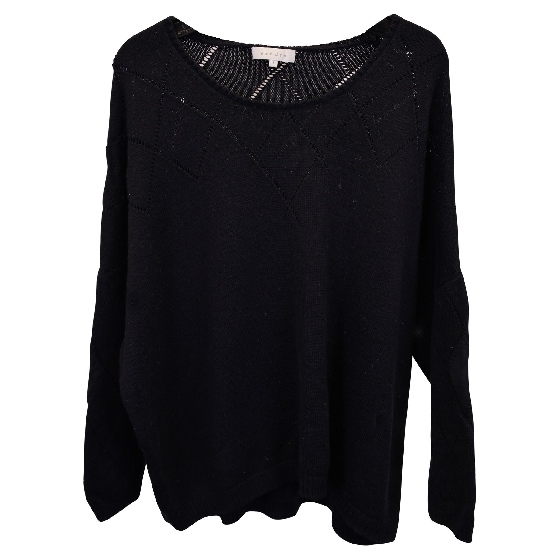Sandro Paris Pullover mit offenen Details in Marineblauer Wolle