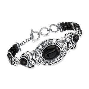 Ross-Simons Onyx Toggle Armband aus Sterling Silber