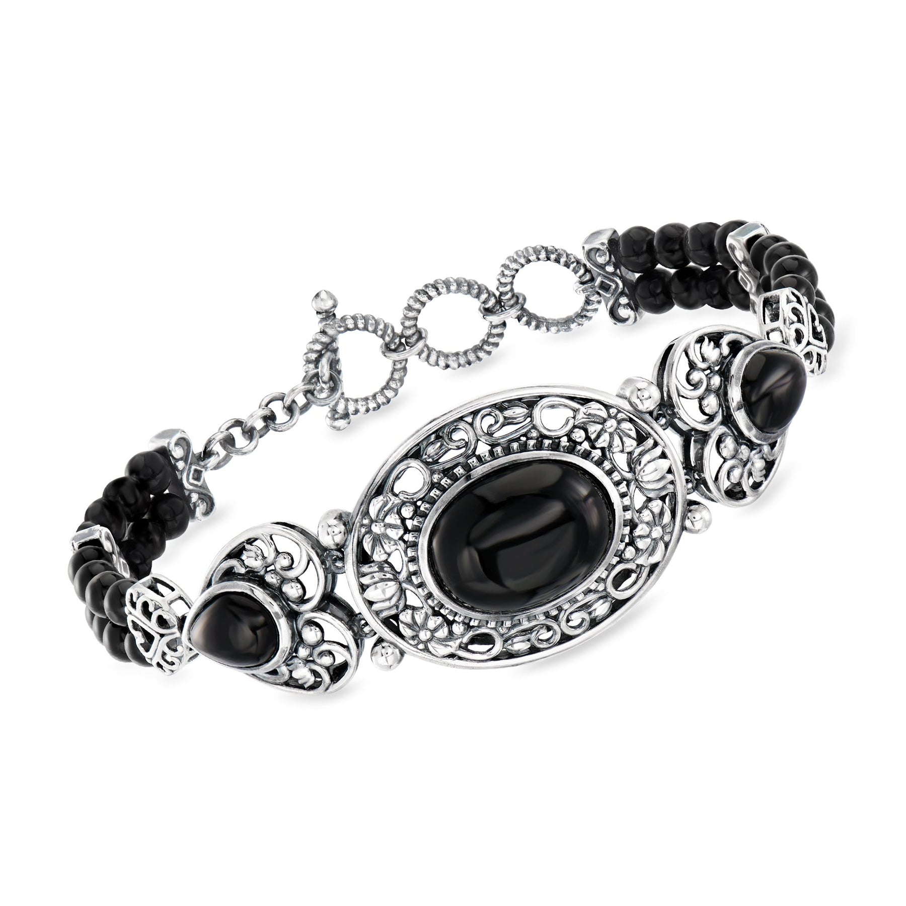 Ross-Simons Onyx Toggle Armband aus Sterling Silber