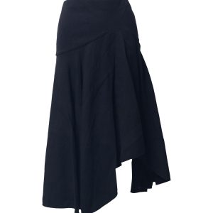 Alexander McQueen Asymmetrischer plissierter Midirock aus schwarzer Wolle