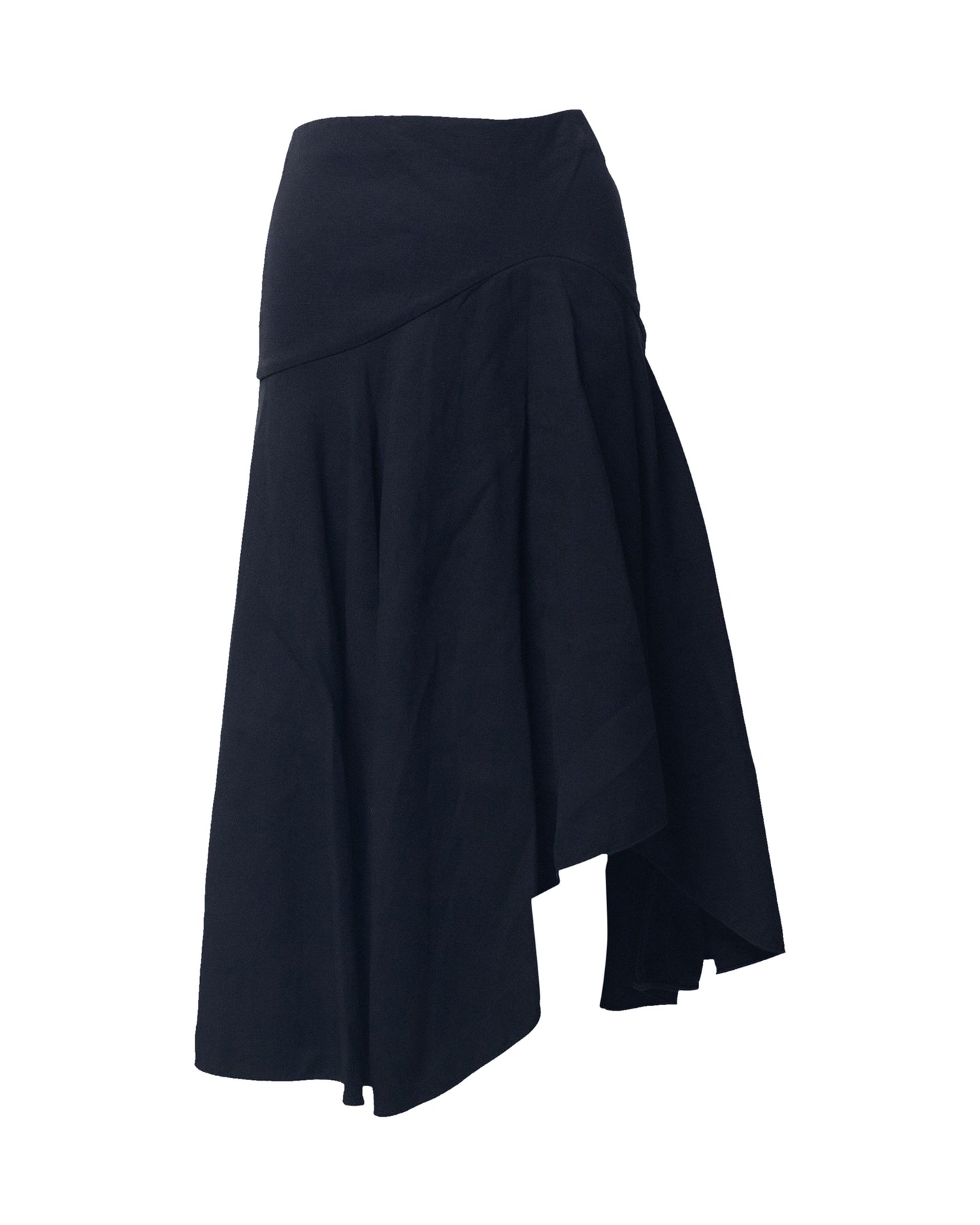 Alexander McQueen Asymmetrischer plissierter Midirock aus schwarzer Wolle