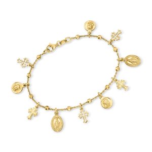 Ross-Simons Italian 18kt Gold über Sterling religiösen Charme Armband