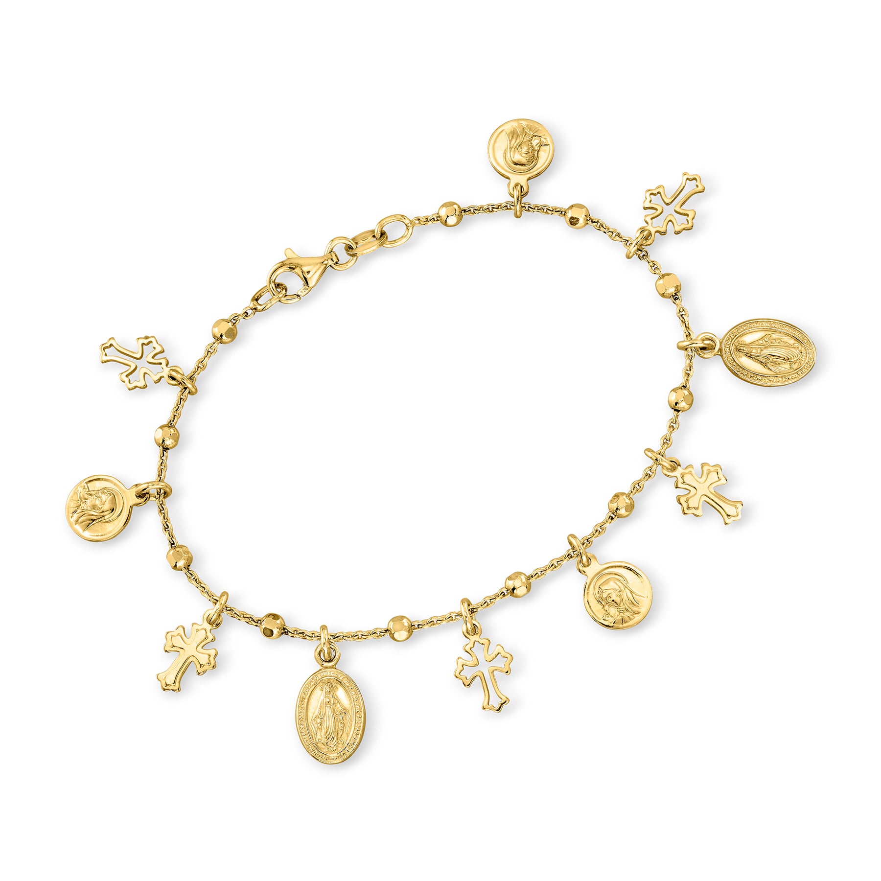 Ross-Simons Italienische 18kt Gold über Sterling religiösen Charm Armband