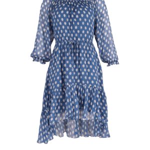Diane Von Furstenberg Camila Off The Shoulder Kleid in blauer Seide