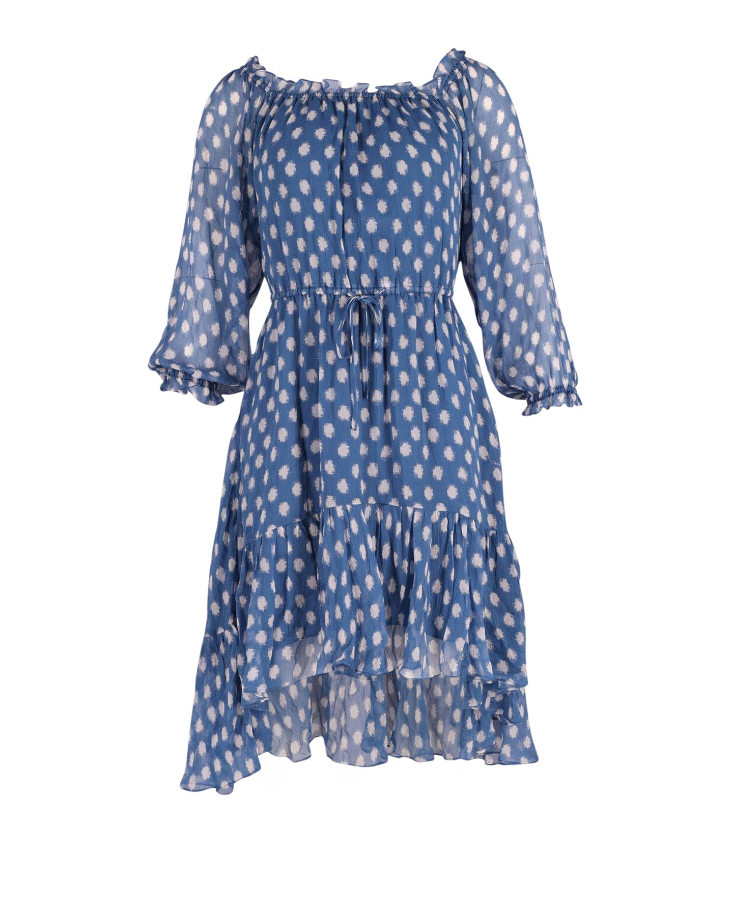 Diane Von Furstenberg Camila Off The Shoulder Kleid aus blauer Seide