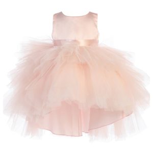 Baby Mädchen Altrosa Hi-Low Mehrfarbig Level Rüschen Tutu Blumenmädchen Kleid 6-24M
