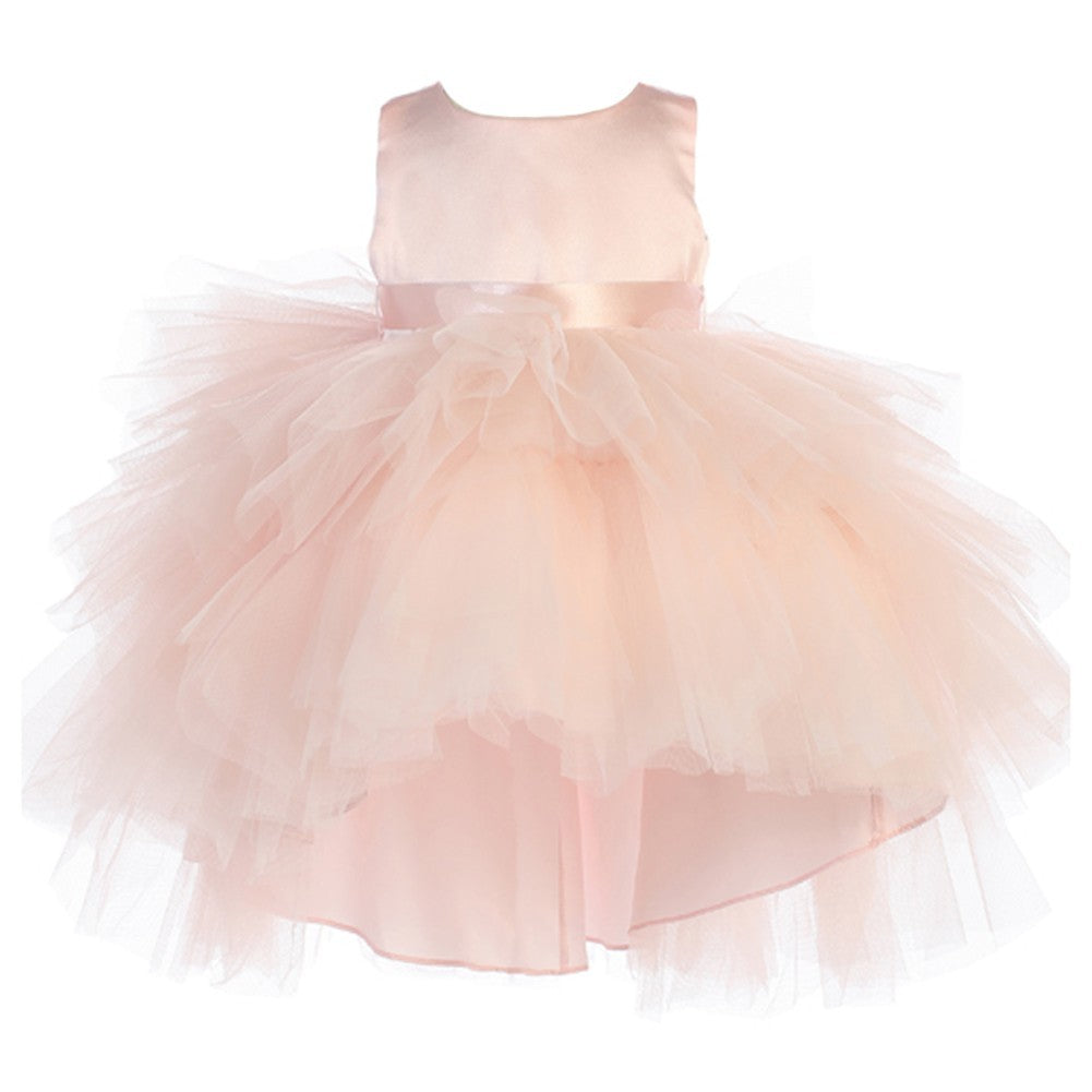 Baby Mädchen Altrosa Hi-Low Mehrfarbig Level Rüschen Tutu Blumenmädchen Kleid 6-24M