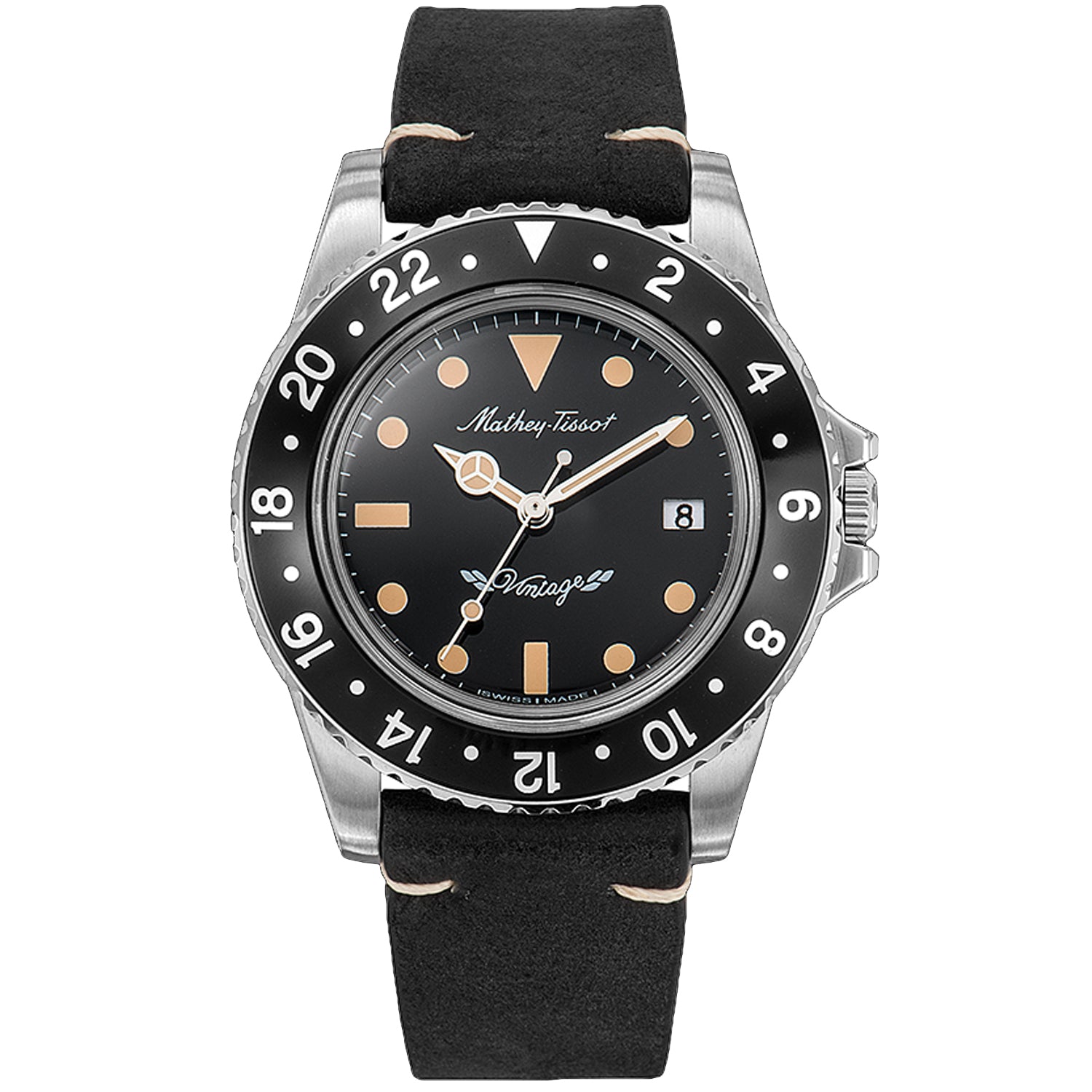 Mathey Tissot Herren Vintage schwarzes Zifferblatt Uhr
