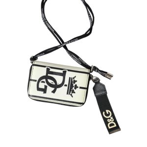 Dolce & Gabbana Stripe Crown Logo Leder Kartenhalter Herren Geldbörse (Vorbesitz)