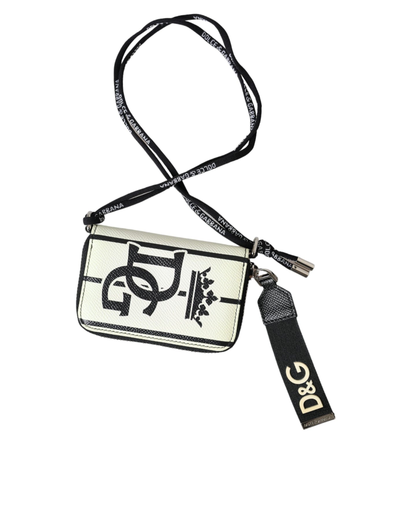 Dolce & Gabbana Stripe Crown Logo Leder Kartenhalter Herren Geldbörse (Vorbesitz)