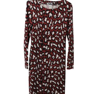 Diane Von Furstenberg Archive Leopard Print Bandage Kleid aus burgunder Seide
