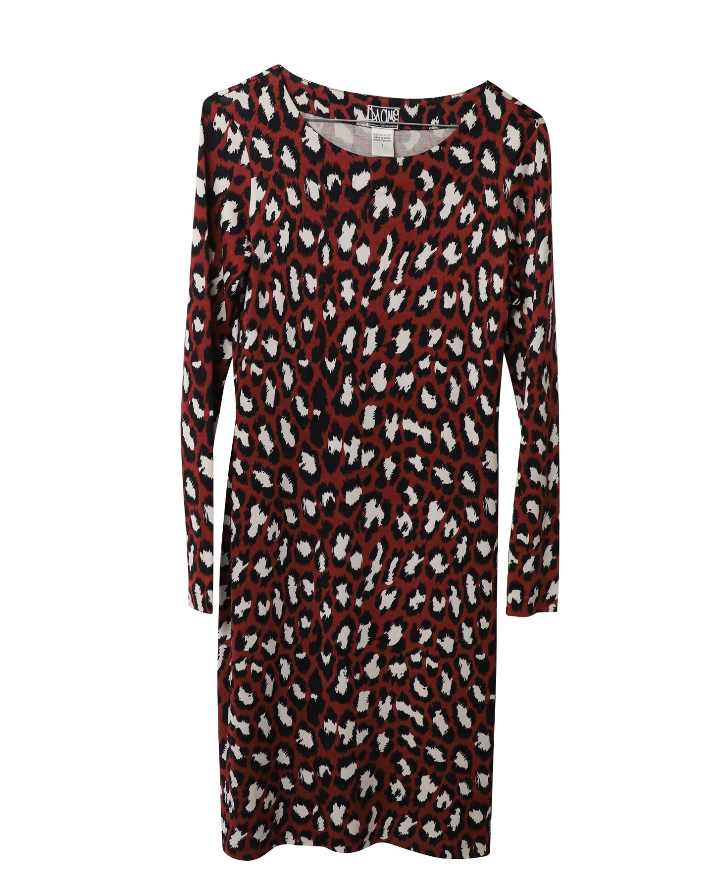 Diane Von Furstenberg Archiv Leopardenmuster Bandage Kleid aus Seide Burgund