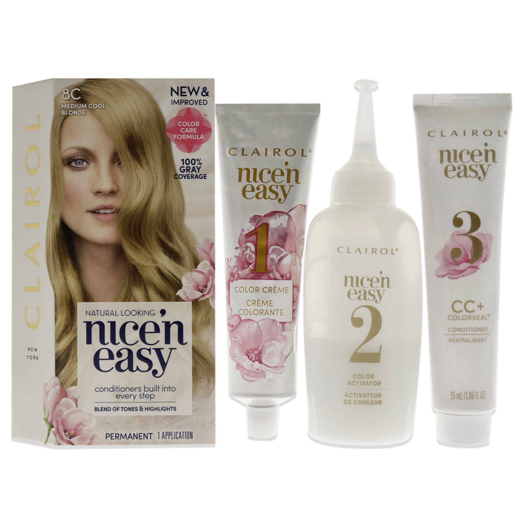 Nice n Easy Permanent Color – 8C mittel Cool Blonde von Clairol für Damen – 1 Anwendung Haarfarbe