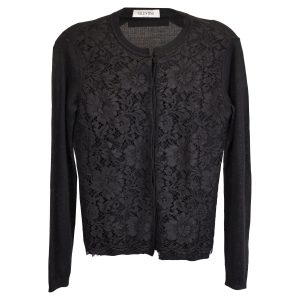 Valentino Lace Strickjacke aus schwarzem Kaschmir 7748652204092