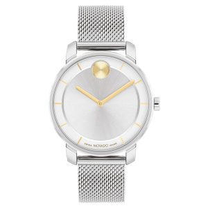 Movado Damen mutiges silbernes Zifferblatt Armbanduhr 7163157315644
