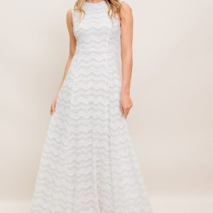 HEARTFELT creme gewebte Spitze Knöchel Kleid