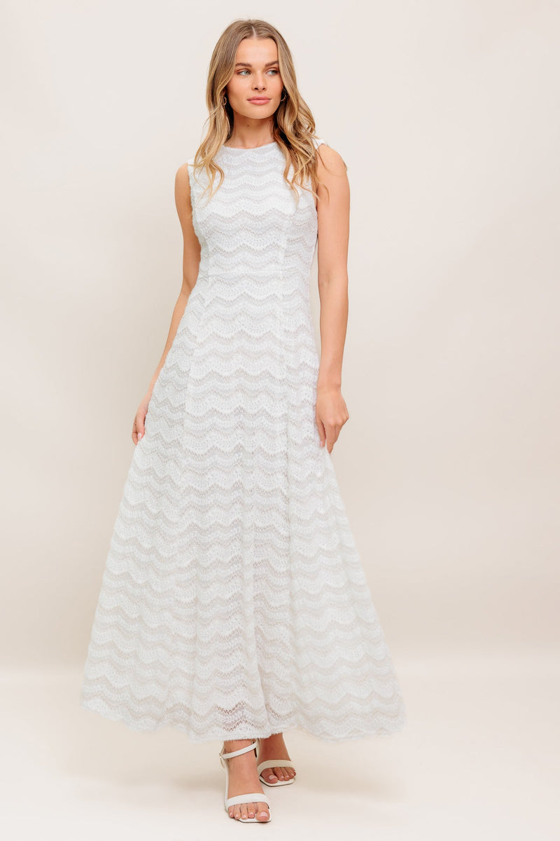 HEARTFELT Creme gewebt Spitze Knöchel Kleid
