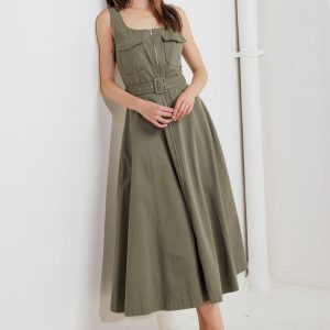 OLIVE GROVE Gewebtes Midikleid
