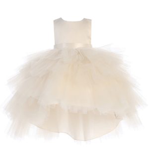 Baby Mädchen Champagner Hi-Low Mehrfarbig Level Rüschen Tutu Blumenmädchen Kleid 6-24M