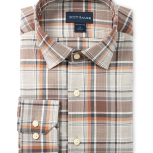 Herringbone Country Plaid – Kariertes Hemd in Kakaobraun