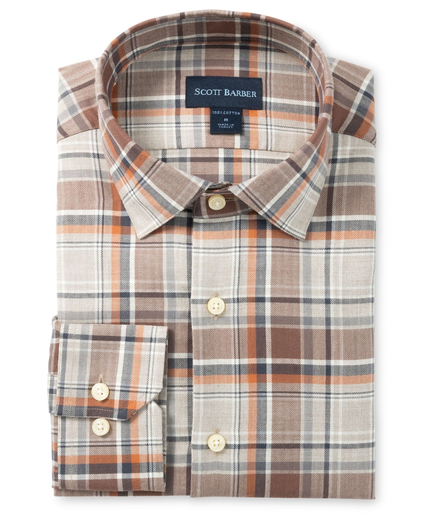 Herringbone Country Plaid – Kariertes Hemd in Kakaobraun