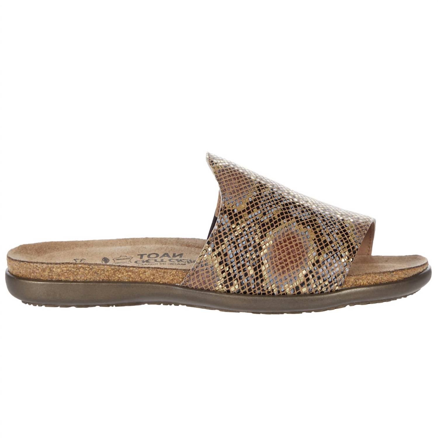 Damen Skylar Sandalette aus goldenem Python Leder