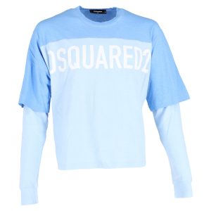 Dsquared2 Langarm T-Shirt aus hellblauer Baumwolle 7748647452732