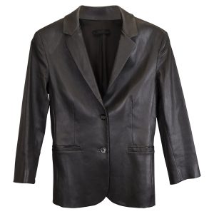 The Row Essentials Nolbon Jacke aus schwarzem Leder 7748668719164