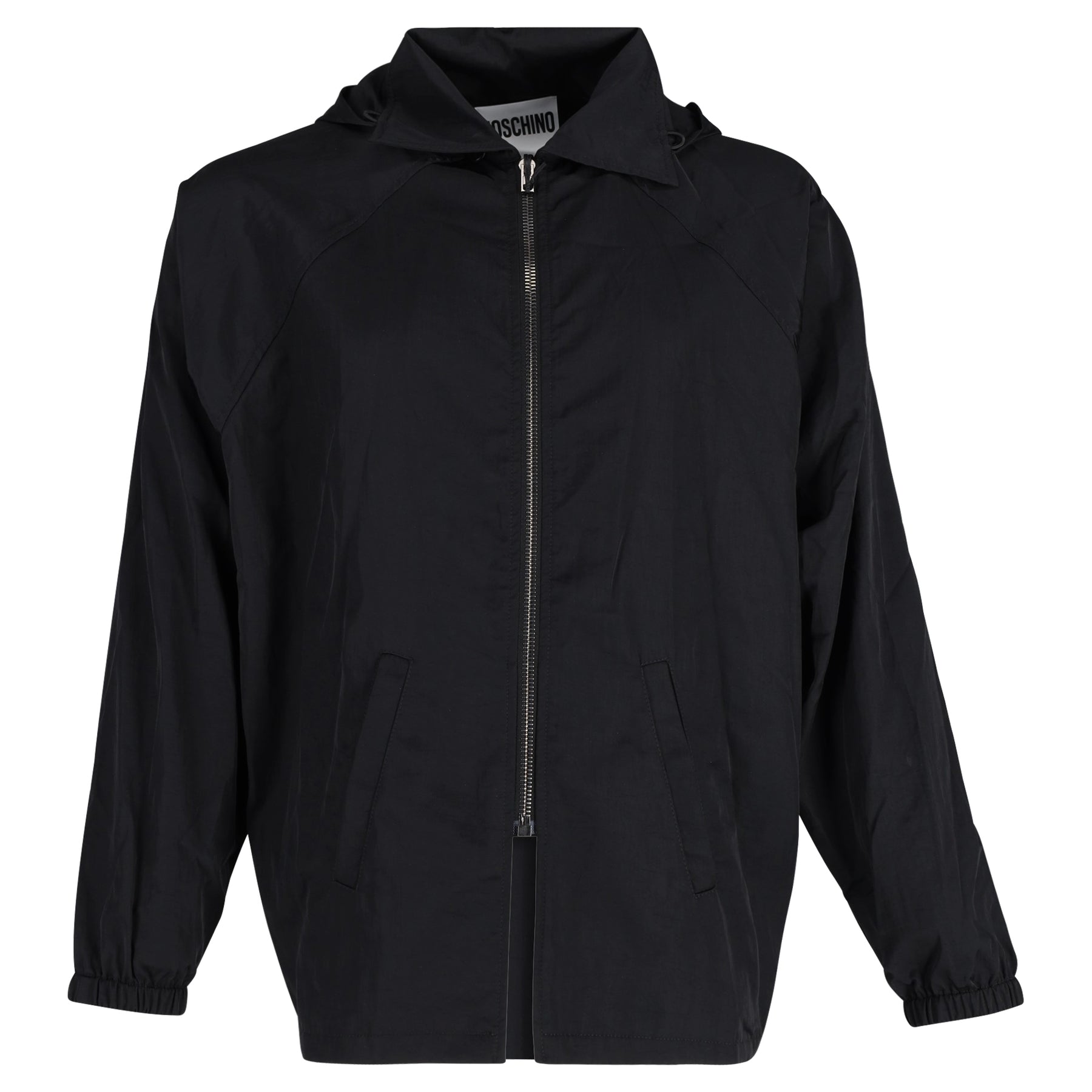 Moschino Wind Kapuzenjacke aus schwarzem Nylon