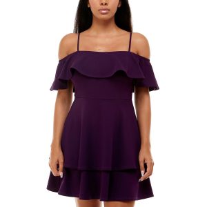 Juniors gerüffelt off-the-Shoulder Cocktail und Partykleid