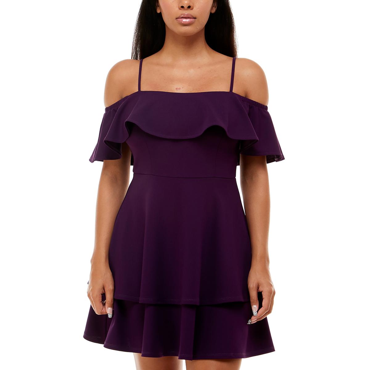 Junioren Rüschen Off-The-Shoulder Cocktail und Partykleid